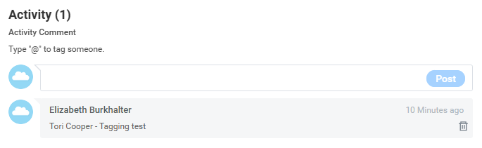 How to Tag a PI in the Activity Section at the Bottom of the ShopUW+Checkout Page.
