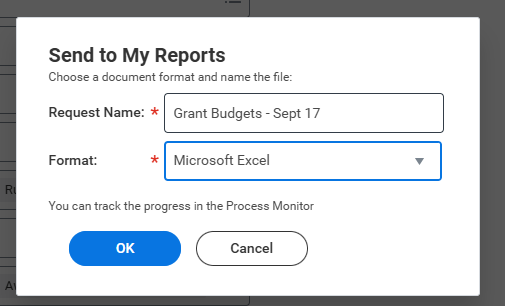 Workday Save and Choose Format Popup Screen
