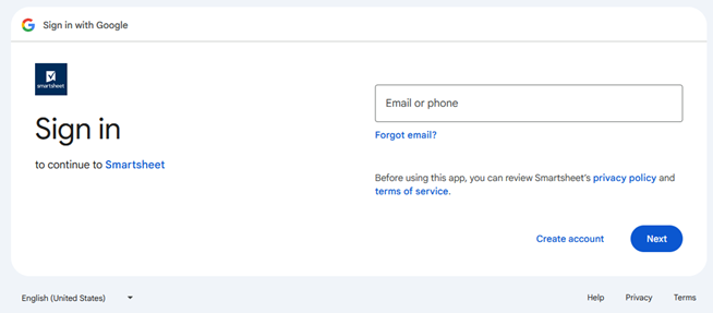 Sign In with Google Screen